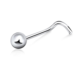 2.5mm Ball Shaped Silver Curved Nose Stud NSKB-63